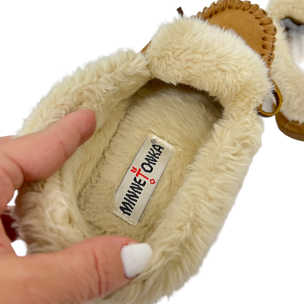 Minnetonka women's shearling suede moccasin loafer size 6 - Picture 6 of 7